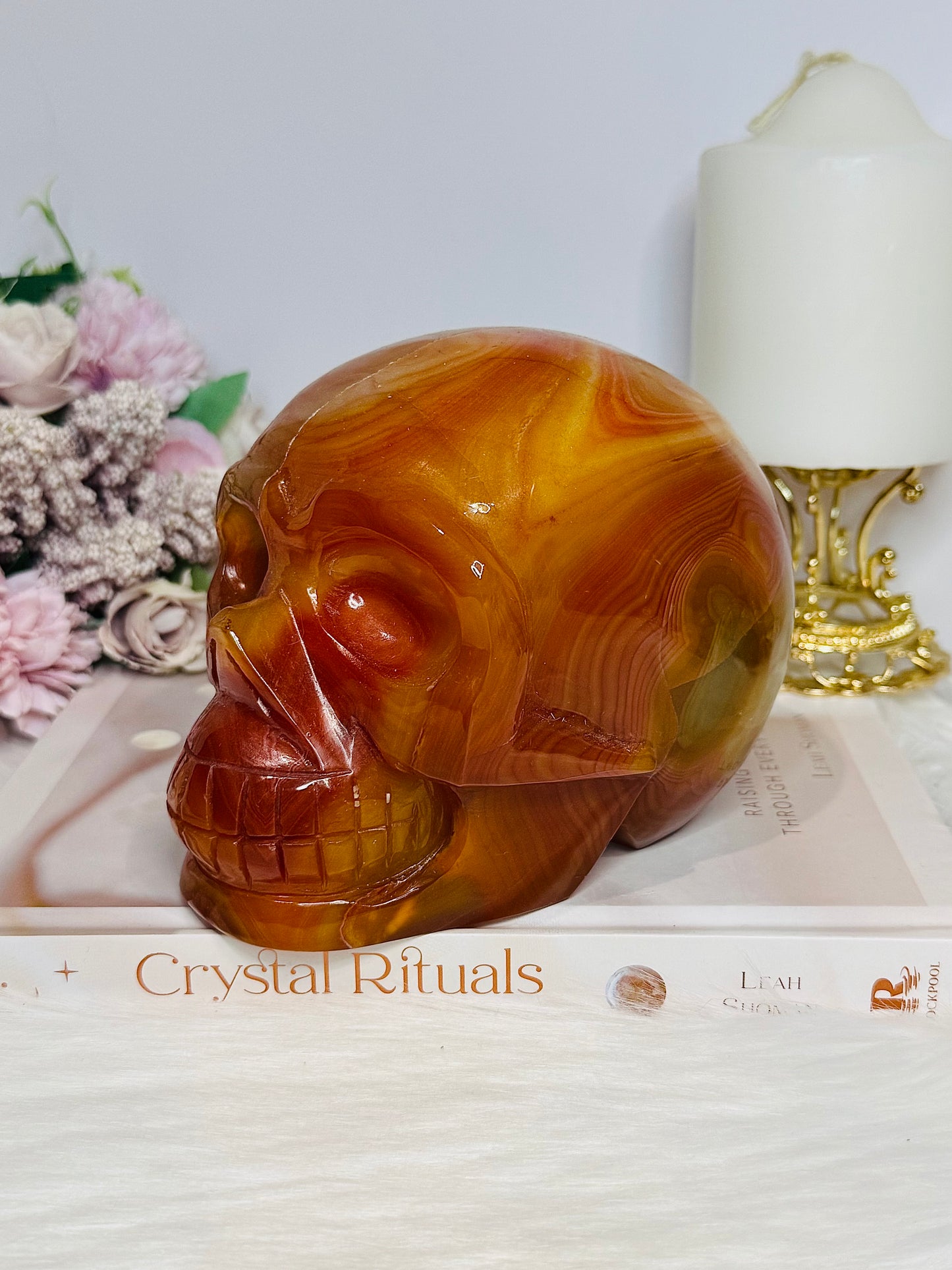 Huge Carnelian Carved Skull 14cm 2.14KG ~ Reduced as surface crack