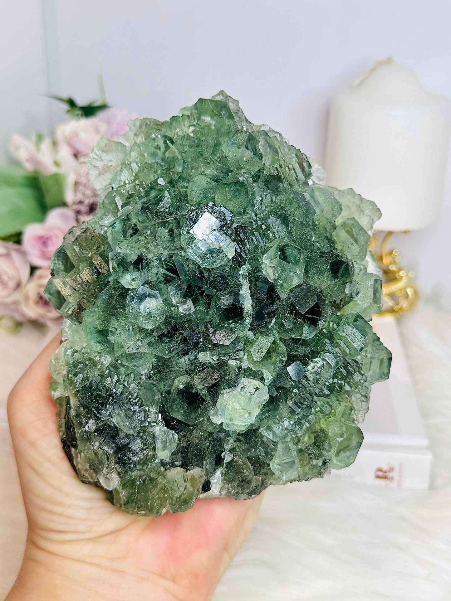 High Grade Green Cubed Fluorite Specimen 14cm 1KG