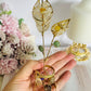 Beautiful 17cm Tall Gold Wired Rose Quartz Flower with Mixed Crystals