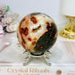 Large Druzy Red Moss Agate Sphere on Stand 510g