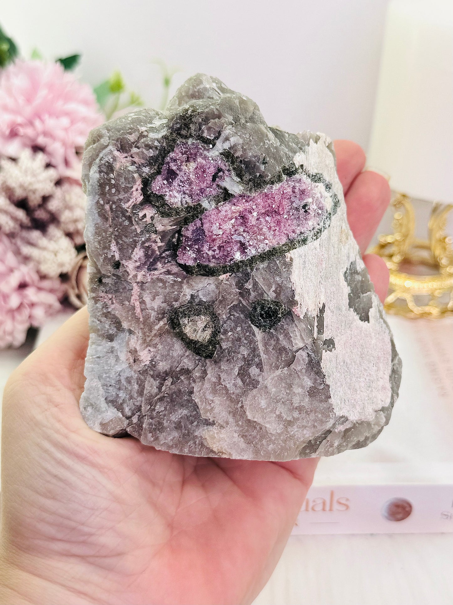 Fabulous Large Raw Natural 412gram Pink Tourmaline In Matrix Specimen Just Stunning