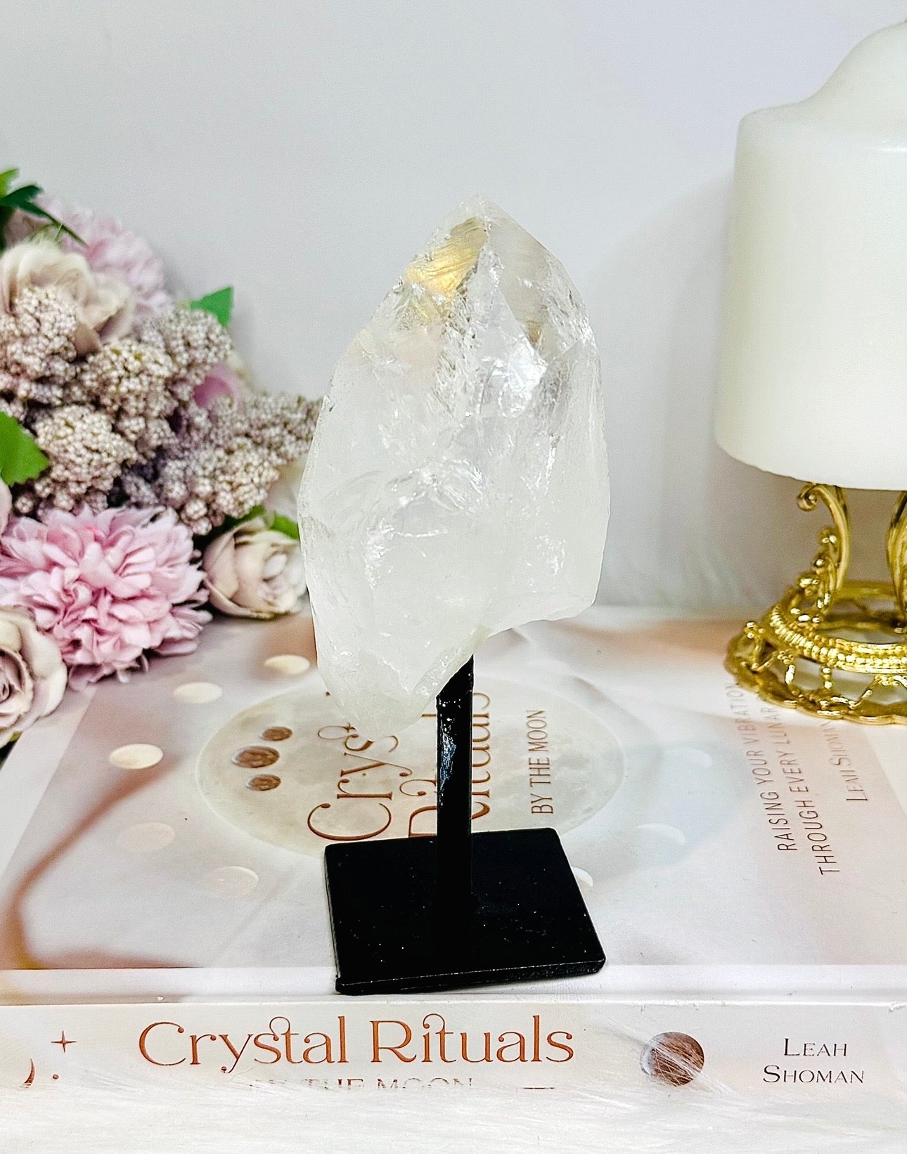 Natural Clear Quartz Point On Stand 14cm