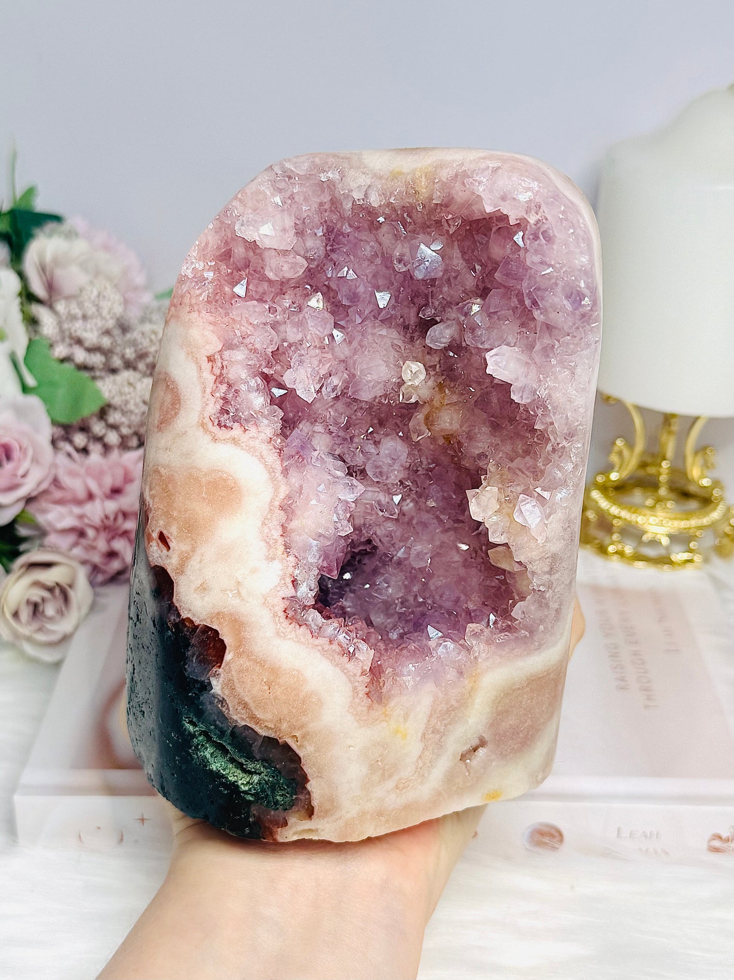 High Grade Pink Amethyst Druzy Freeform with Jasper Inclusions 14.5cm 1.8KG