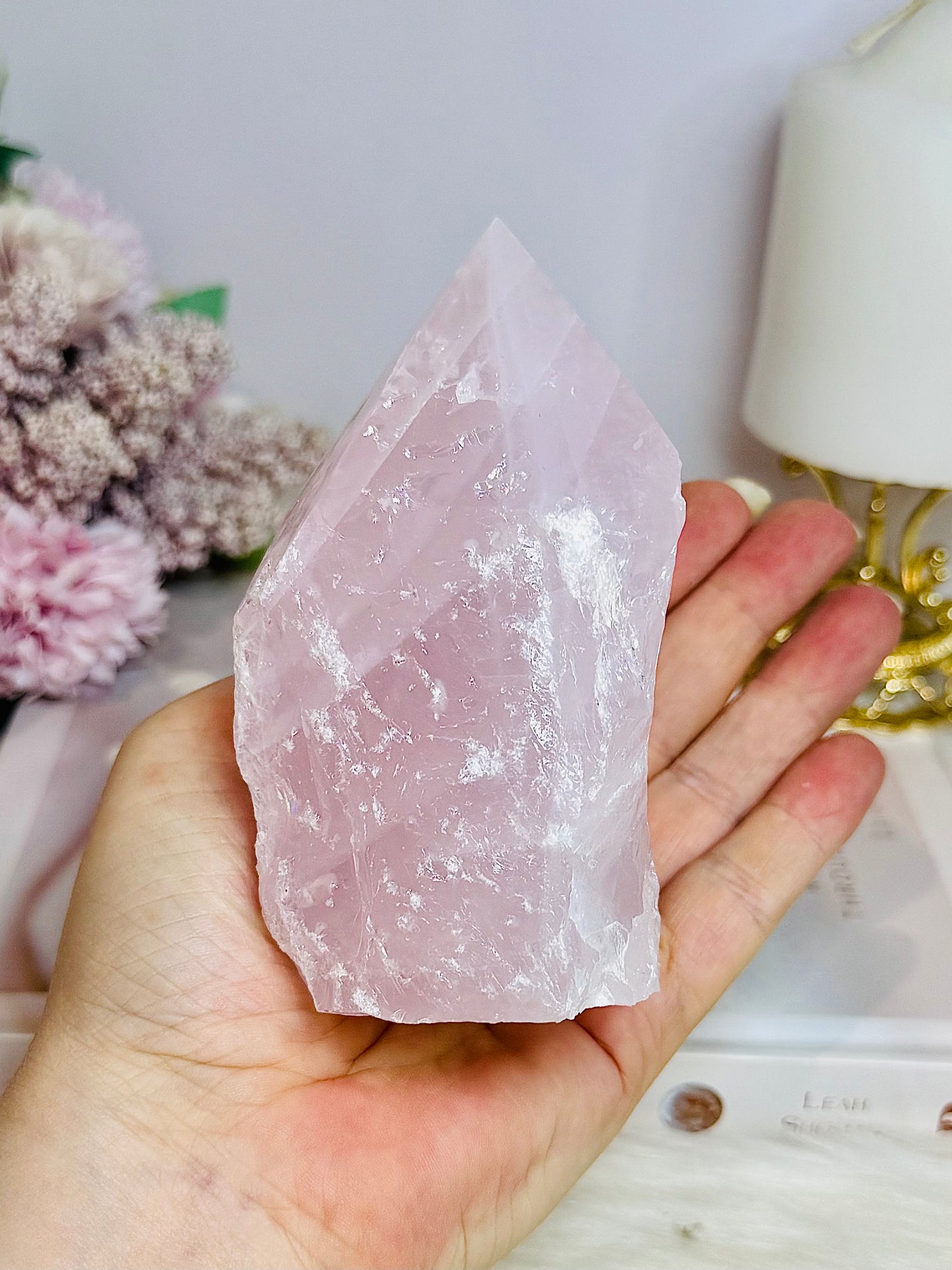 Large Rose Quartz Half Rough | Polished Tower 524g