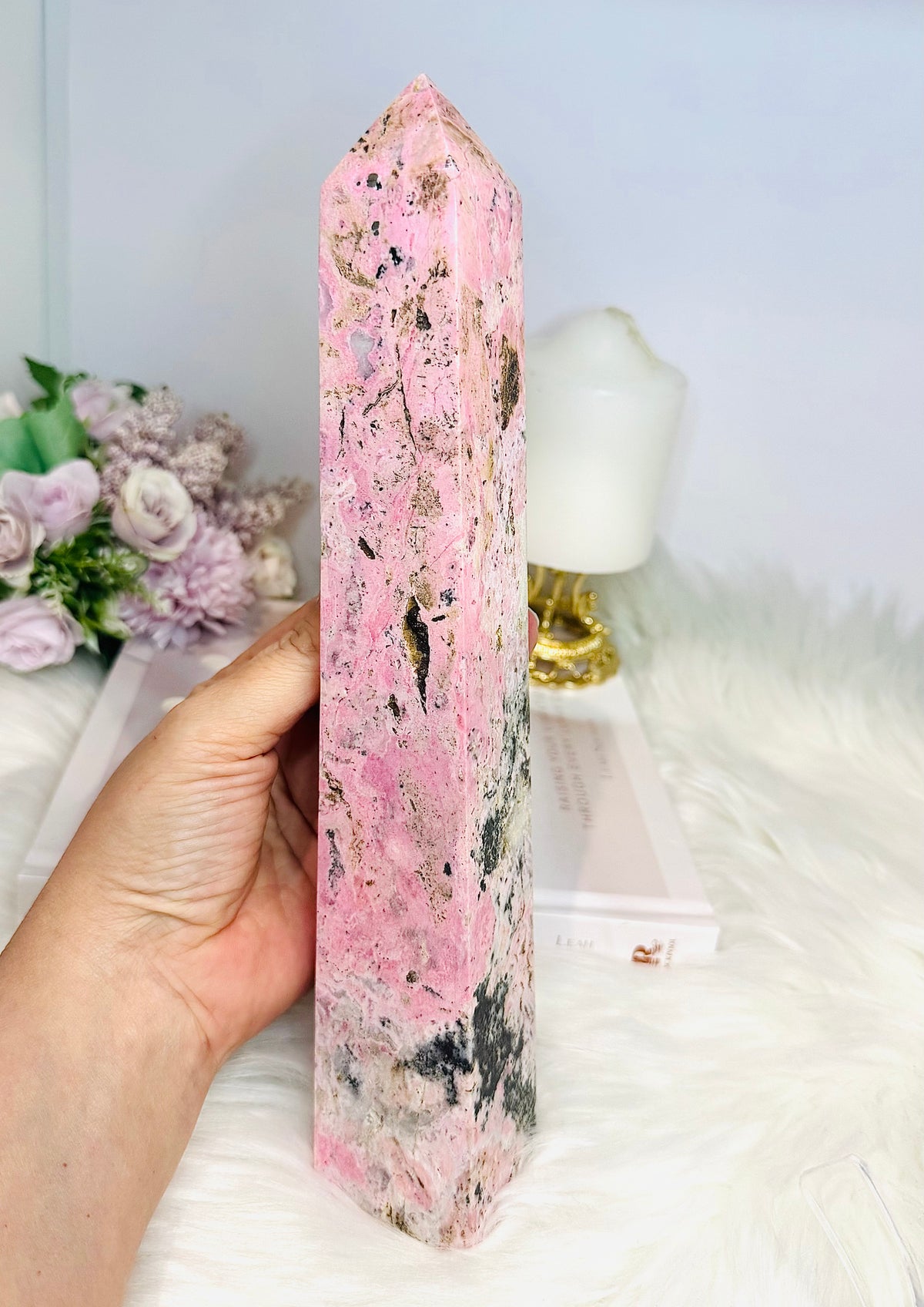 Huge Pink Peruvian Rhodochrosite Tower 27.5cm 1.2KG