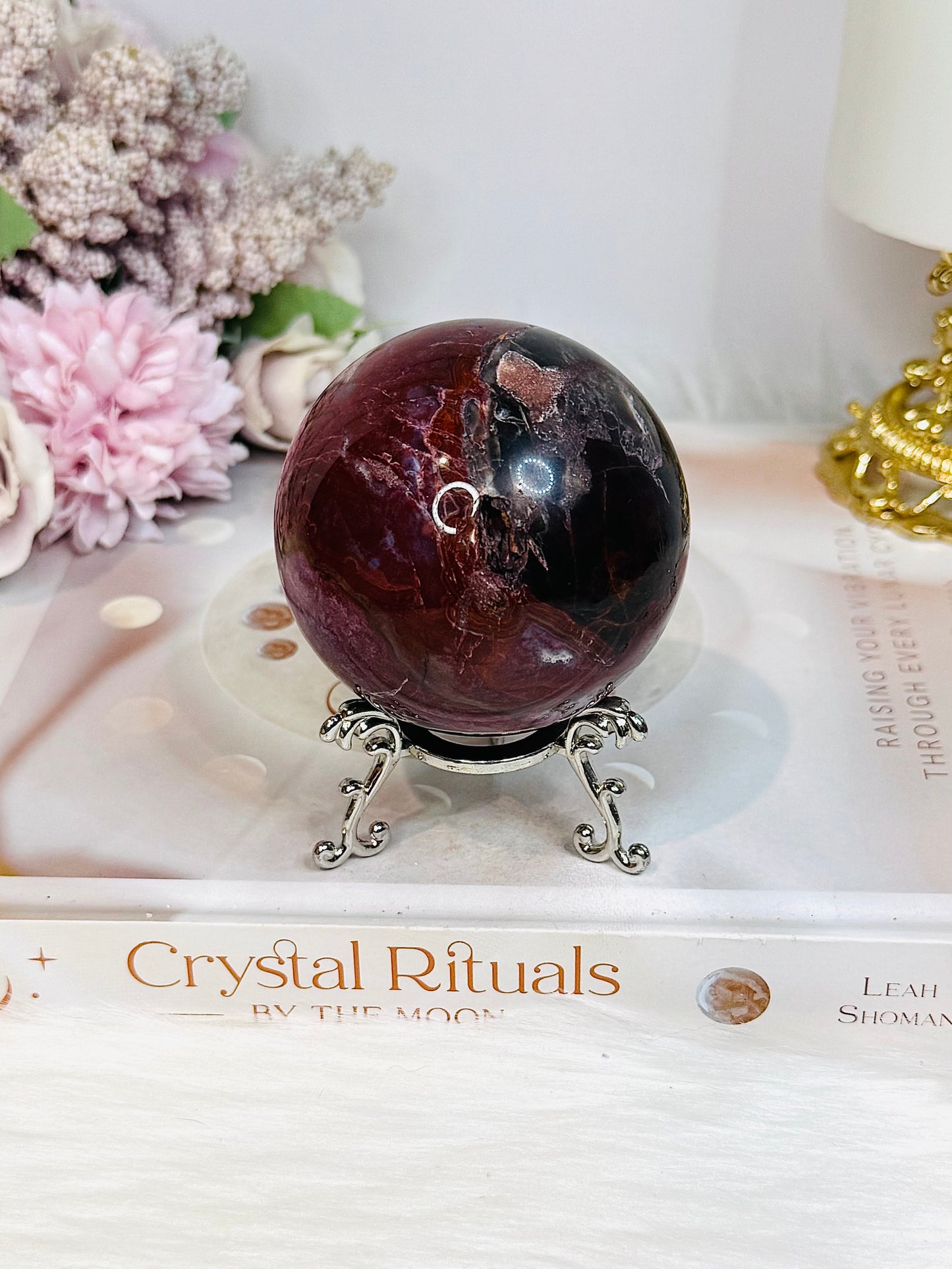 High Grade Mexican Lace Agate Sphere on Stand 334g for