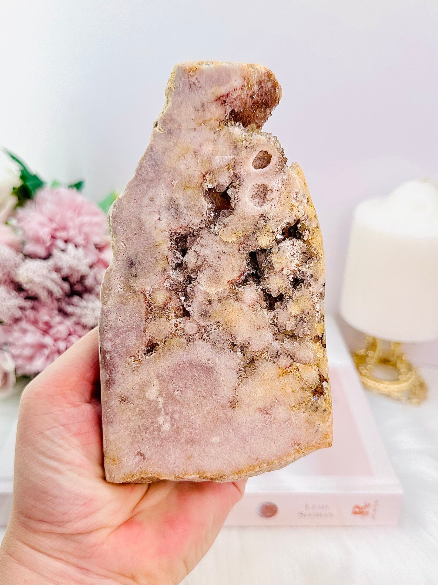 ⚜️ SALE ⚜️ Fabulous 16.5cm 412gram Druzy Pink Amethyst Slab From Brazil