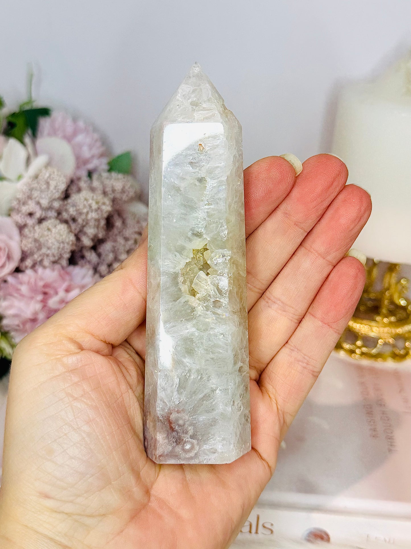 Druzy Flower Agate Tower 13cm