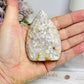 Flower Agate Druzy Carved Flame 7.5cm