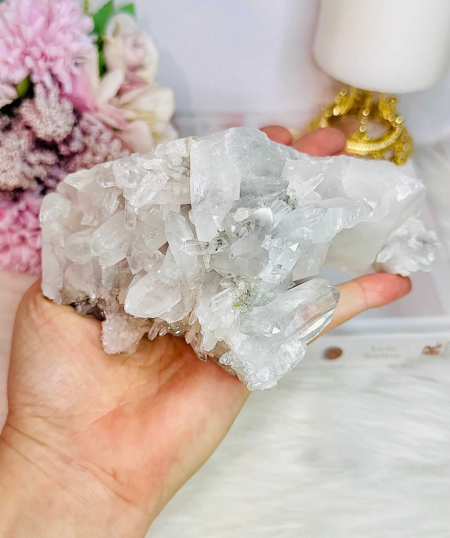 Wow!! Stunning Natural Clear Quartz Cluster Specimen From Brazil 15cm