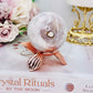 Absolutely Gorgeous Pink Amethyst Sphere On Rose Gold Flower Stand 207grams