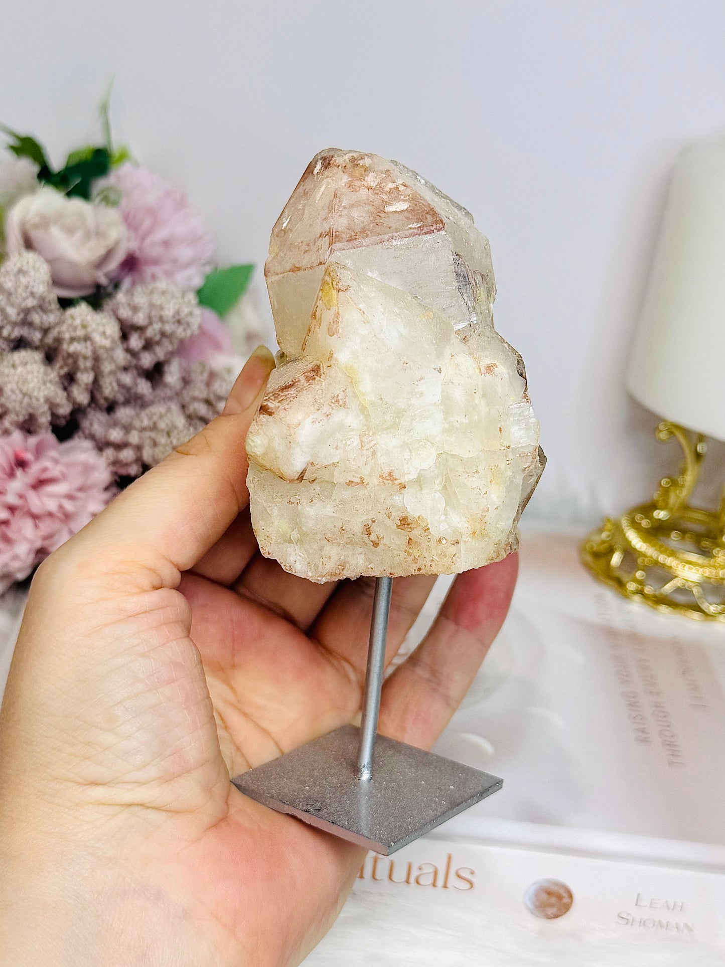 Natural Pink Lithium Cluster on Stand 13cm