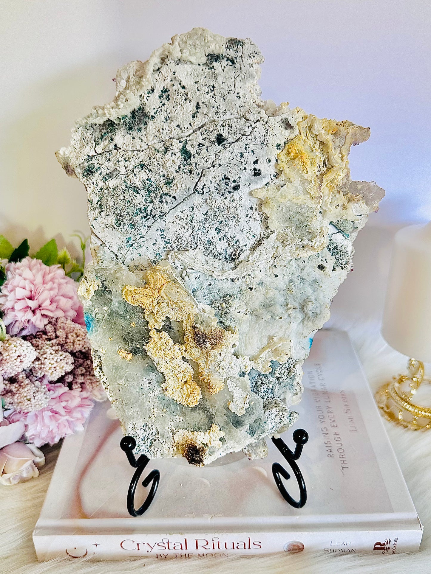 Incredibly Stunning Large 24cm 742gram Sparkling Zeolite | Flower Amethyst Natural Slab On Stand From Brazil