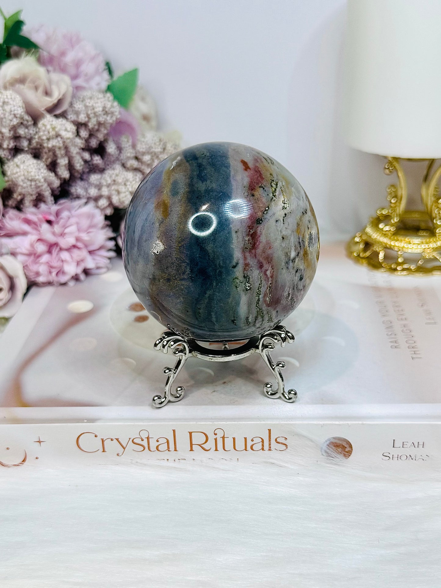 Ocean Jasper Sphere on Stand 443g