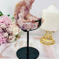 Rare Pink Amethyst X Flower Agate Druzy Natural Freeform On Stand 646g 19cm