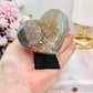 Stunning Angel Aura Druzy Agate Carved Heart on Stand 8cm