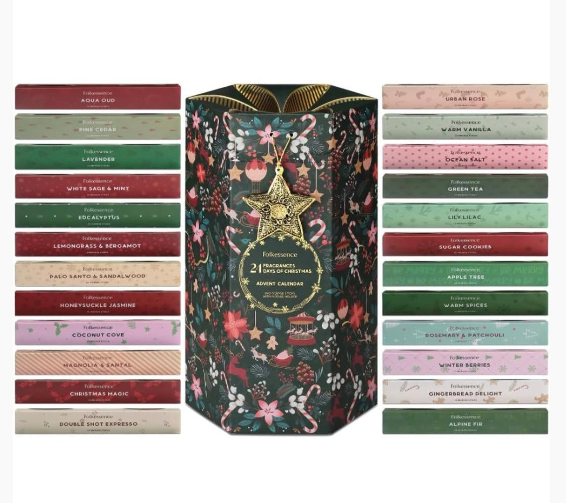 Christmas Gift Set ~ 24 Incense Fragrance Packs Days of Christmas Advent Calendar