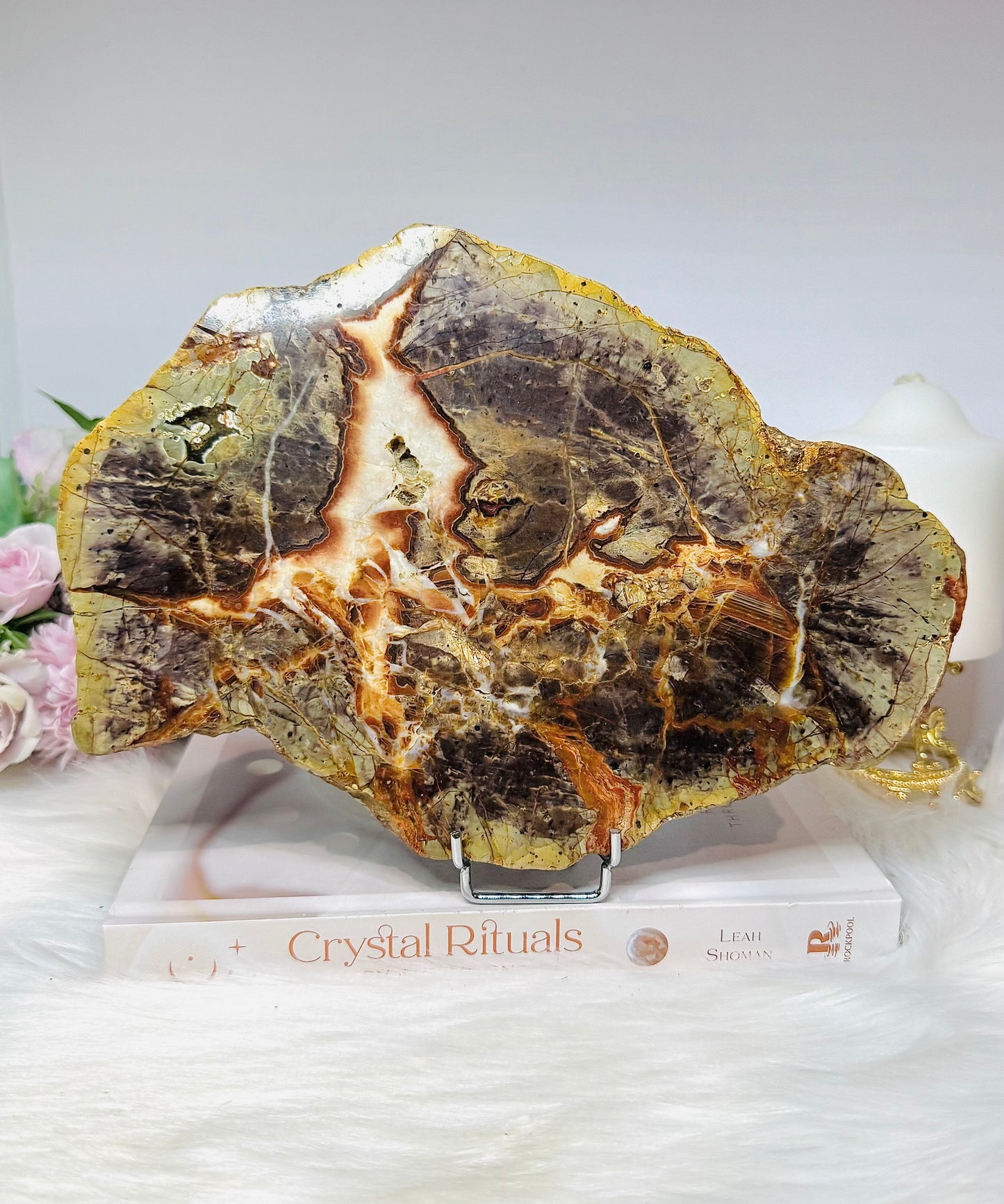 Large Agate Creek Thunder Egg Slab on Stand 25cm
