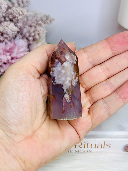 Chunky 7cm Flower Agate Tower
