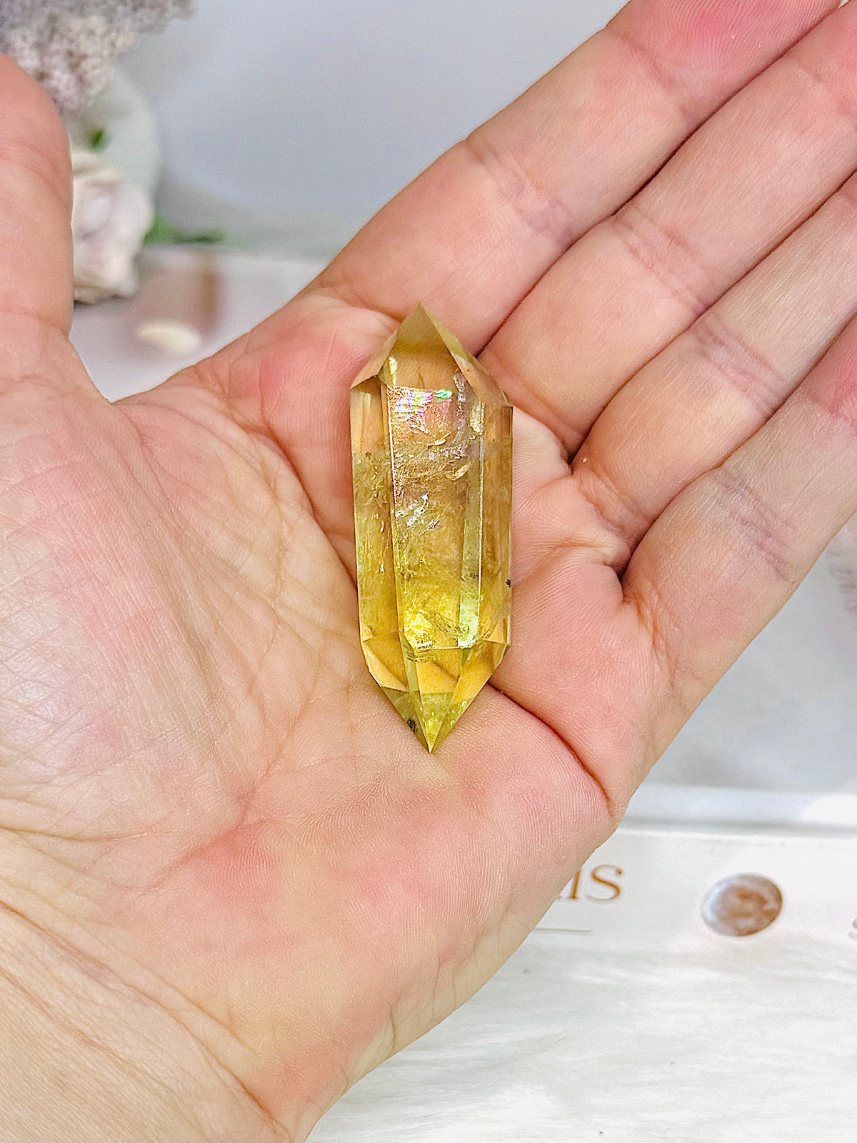 Citrine Double Terminated Point with Rainbows 5.5cm