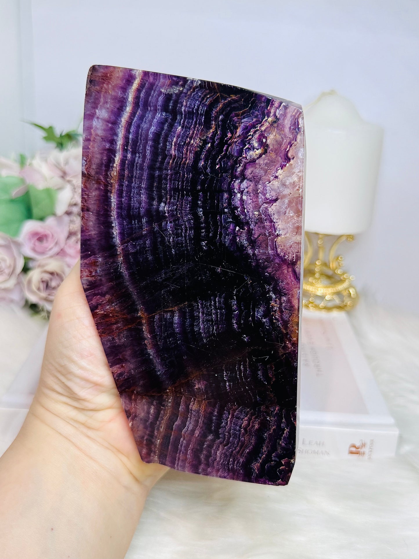 Natural Large Purple Fluorite Slab 16.5cm 550g (reduced as slab has scratches)