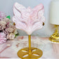Pink Opal Carved Fox Head On Gold Stand 14.5cm