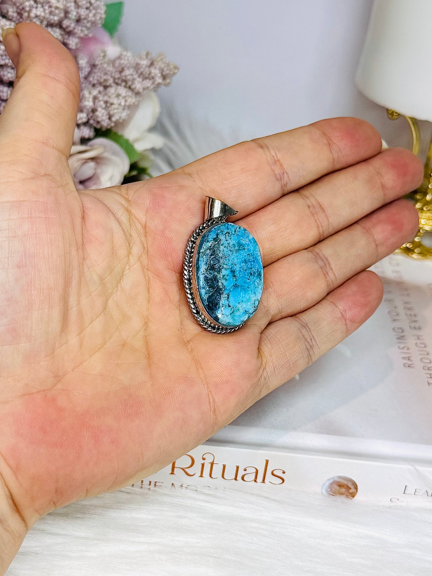 Sterling Silver 925 Navajo Turquoise Pendant In Gift Bag