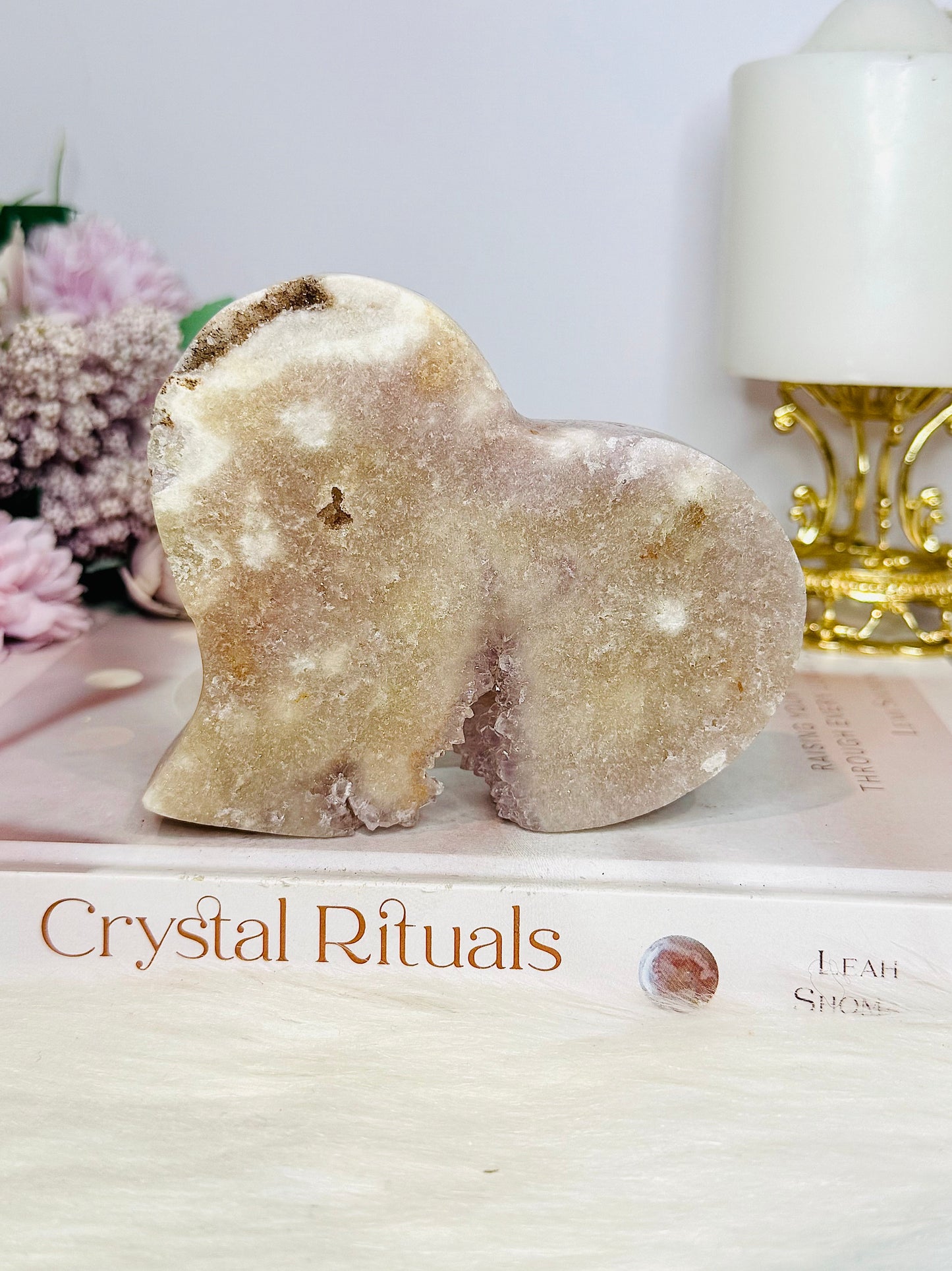 Pink Amethyst Druzy Carved Heart 374g
