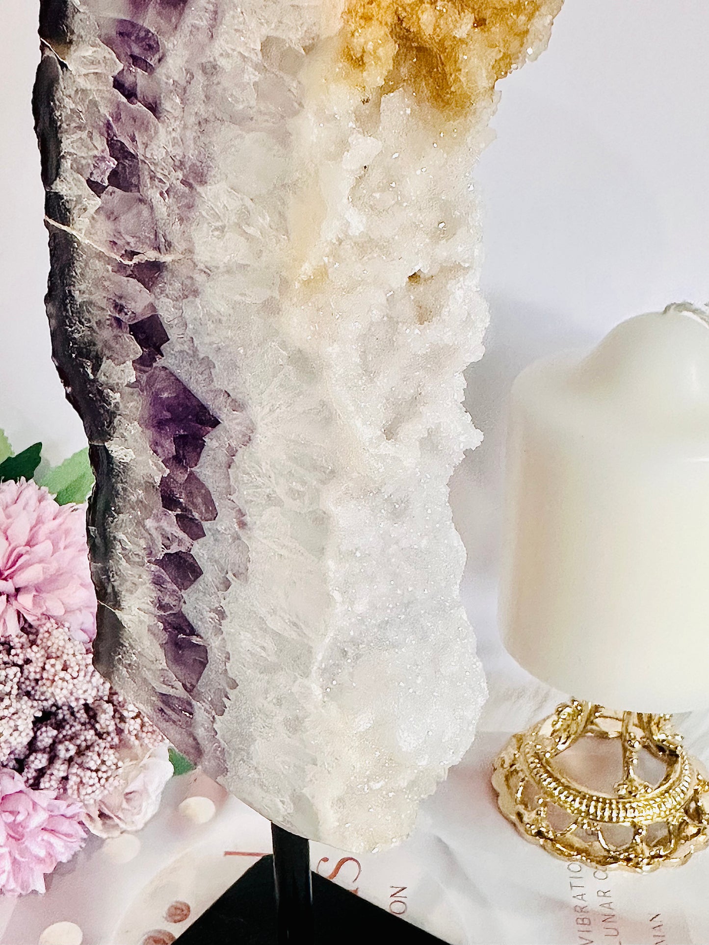 Wow!!!! Truly Divine Tall Large 1.34Gram 30cm Sparkling Sugar Druzy Amethyst Chunky Slice On Stand From Brazil ~ Remarkable Piece