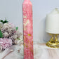 Rare Large Thulite Tower with Epidote Inclusions 19cm