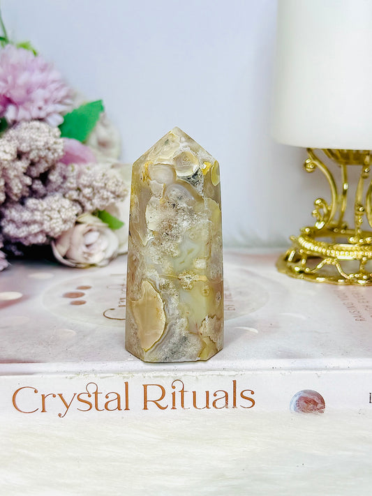 Chunky Flower Agate Tower 8cm