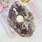 Large 1.26KG 20cm Amethyst Cluster Candle Holder With Calcite Inclusions From Brazil