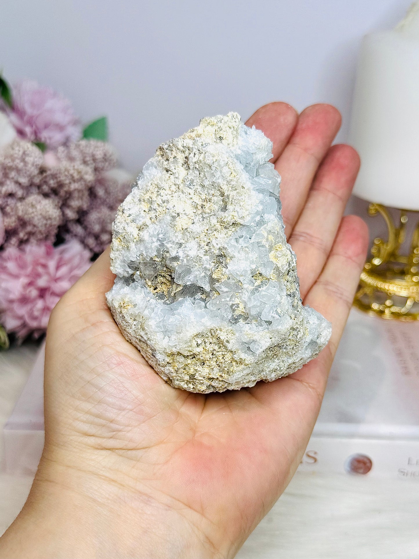 Natural Blue Celestite Specimen Cluster 410g