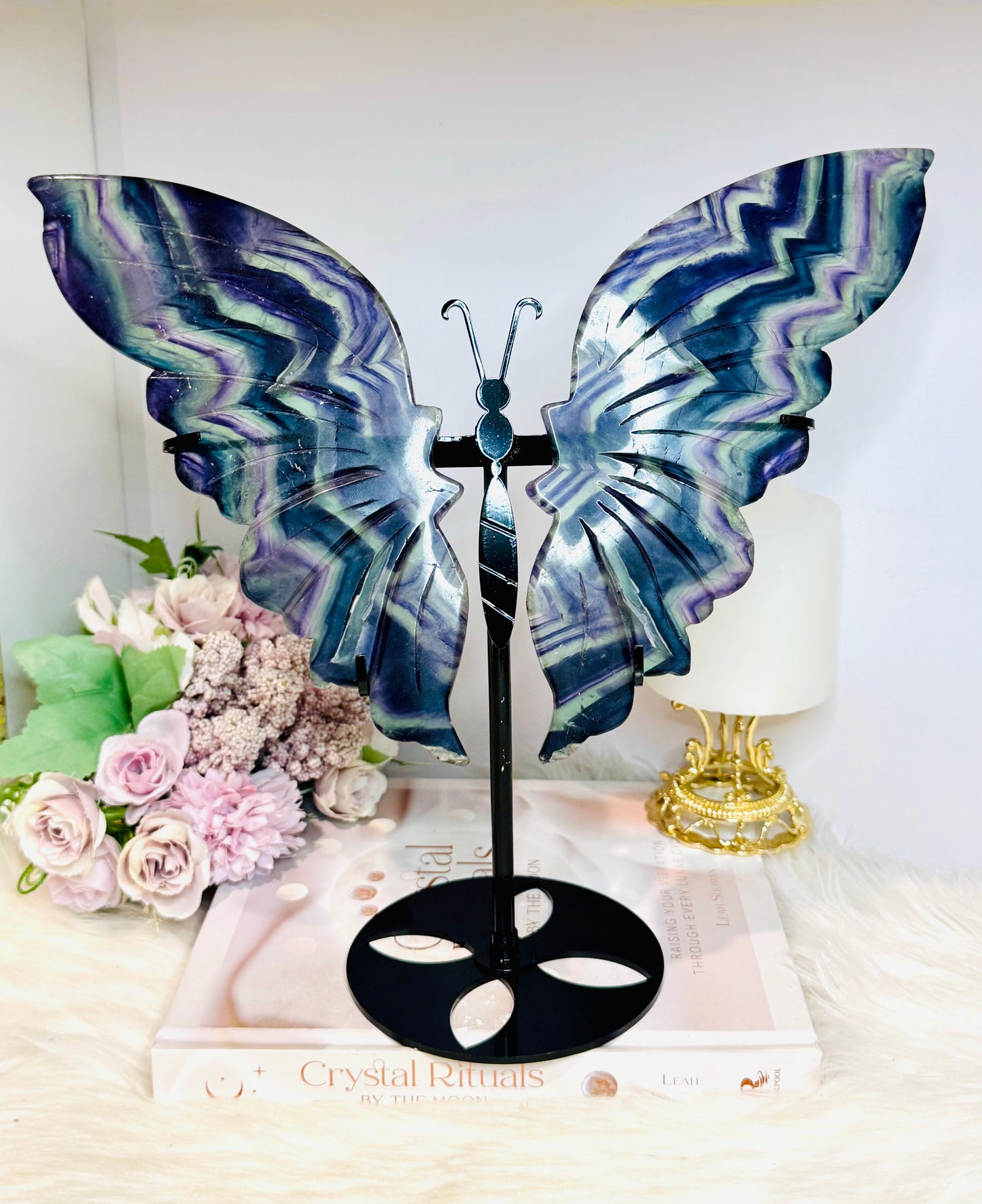 Huge Rainbow Fluorite Butterfly Wings 27cm