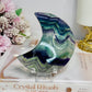 Fluorite Moon with Rainbows On Stand 11cm