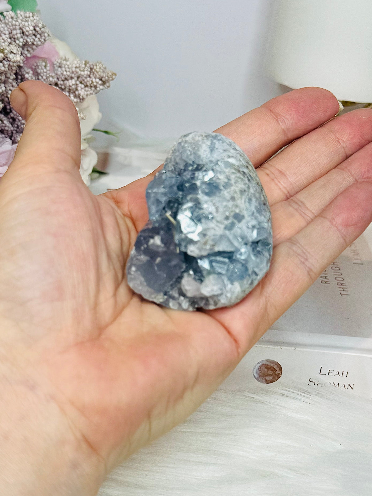 Blue Celestite Cluster Egg 153g