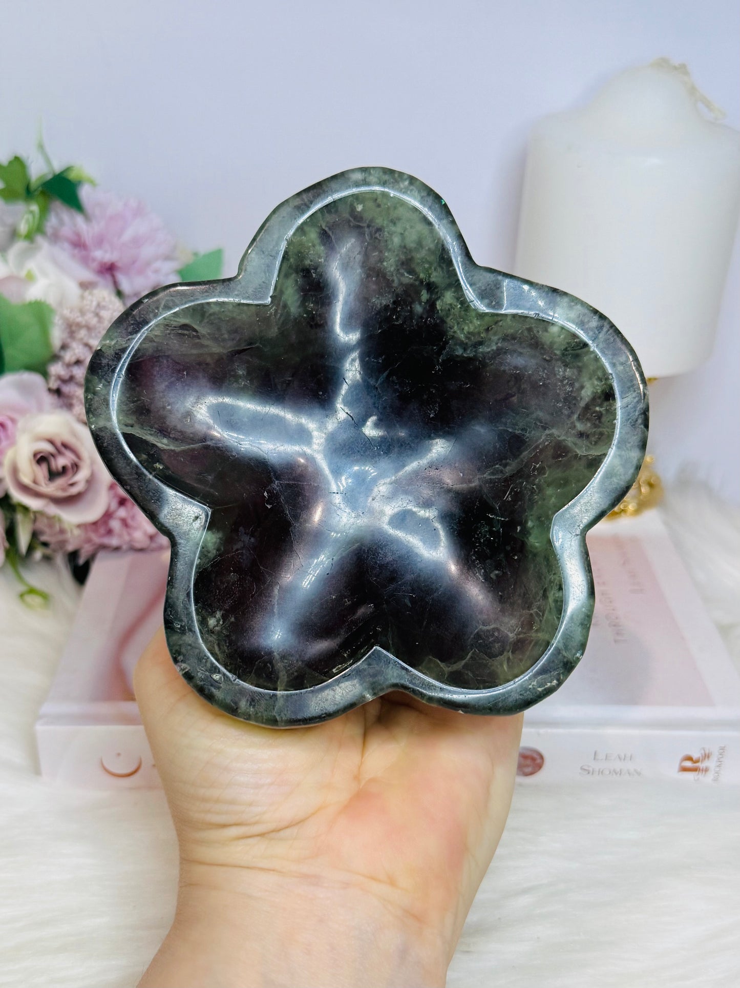 Large Fluorite Chunky Flower Bowl 12cm 684g