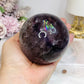 Large High Grade Phantom Amethyst Sphere with Rainbows On Stand 665g