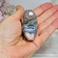 Chunky Flower Agate Carved Moon
