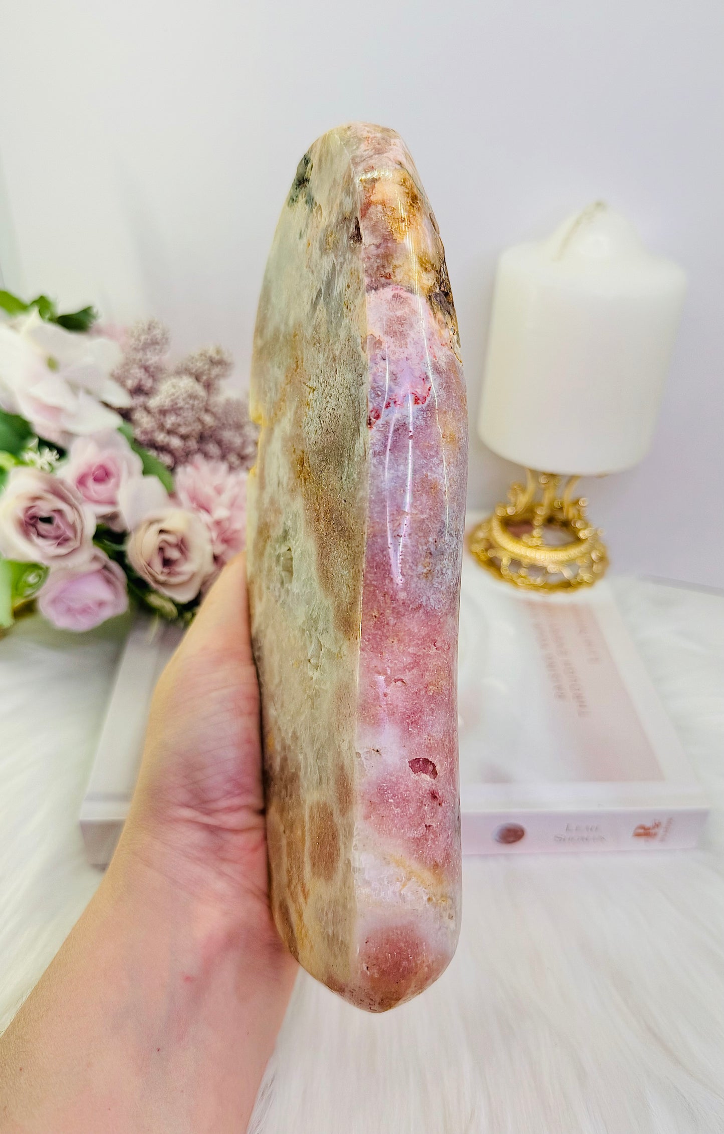 Absolutely Gorgeous Large 998Gram 21cm Pink Amethyst Druzy Slab From Brazil