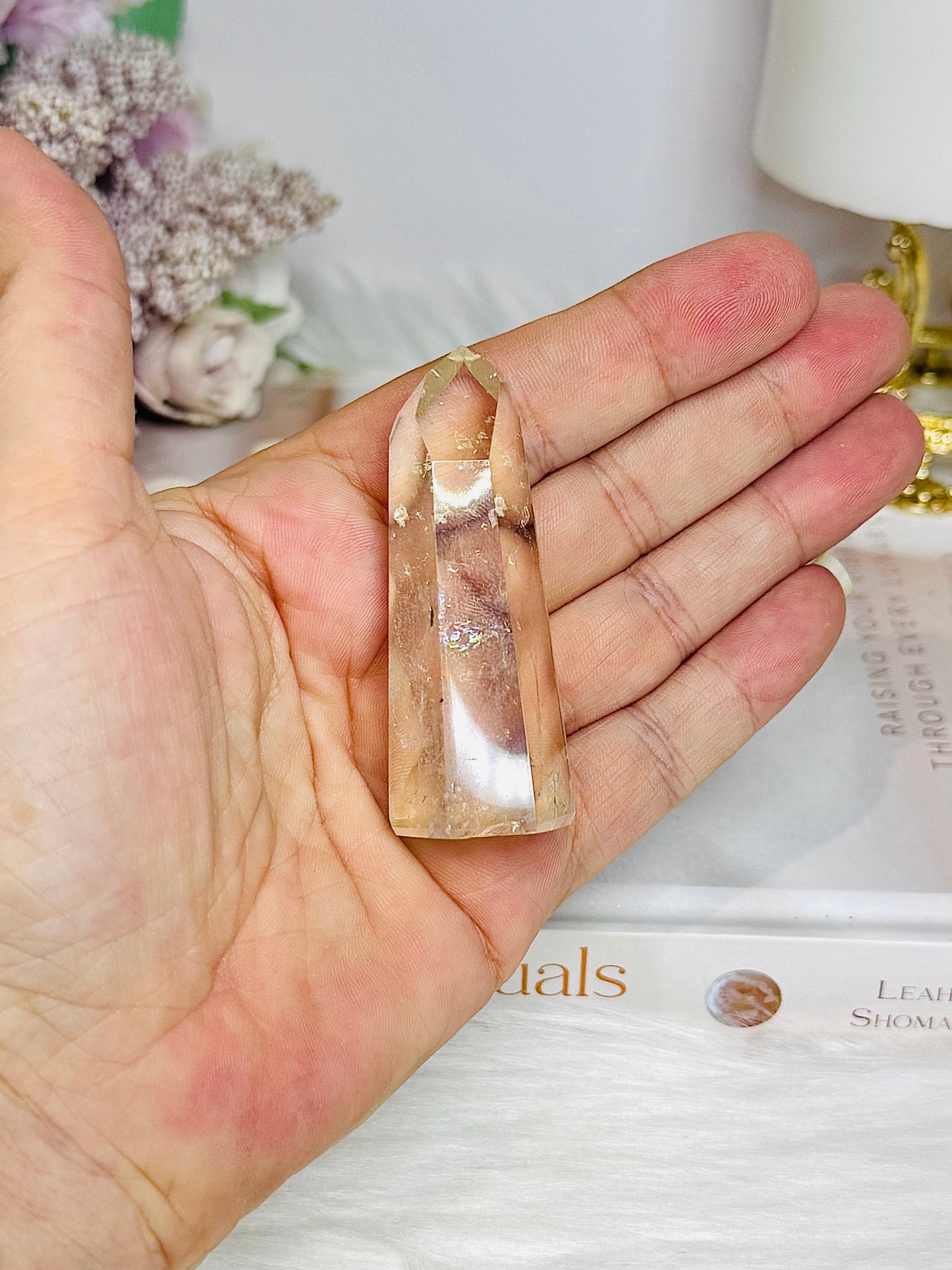 Natural Citrine Tower Point 6.5cm with Rainbows