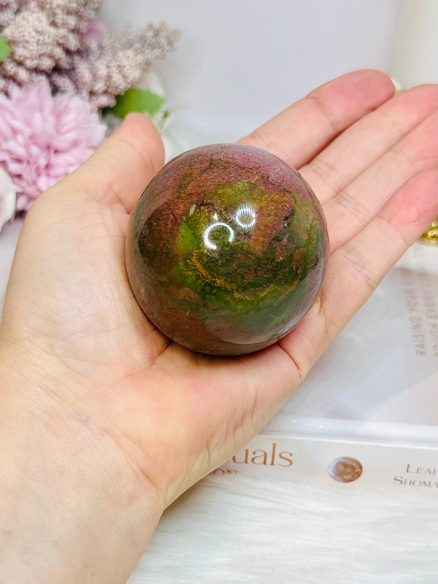 Ocean Jasper Sphere on Stand 246g