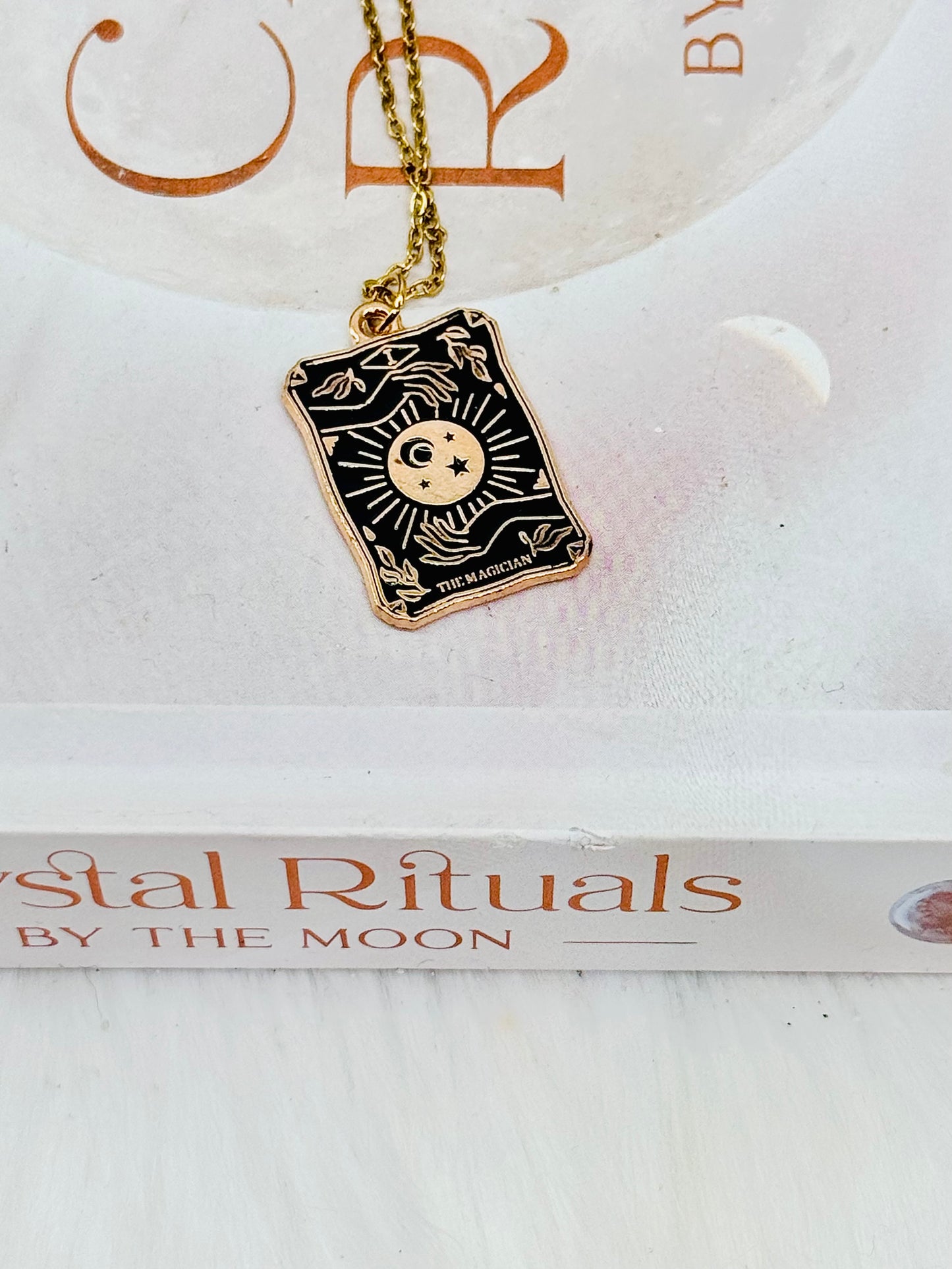 ‘The Magician’ Gold Plated Tarot Card Necklace In Gift Bag