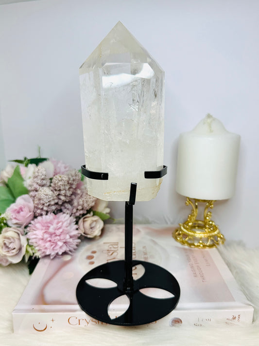 Large Clear Quartz Tower on Stand 24cm 952g