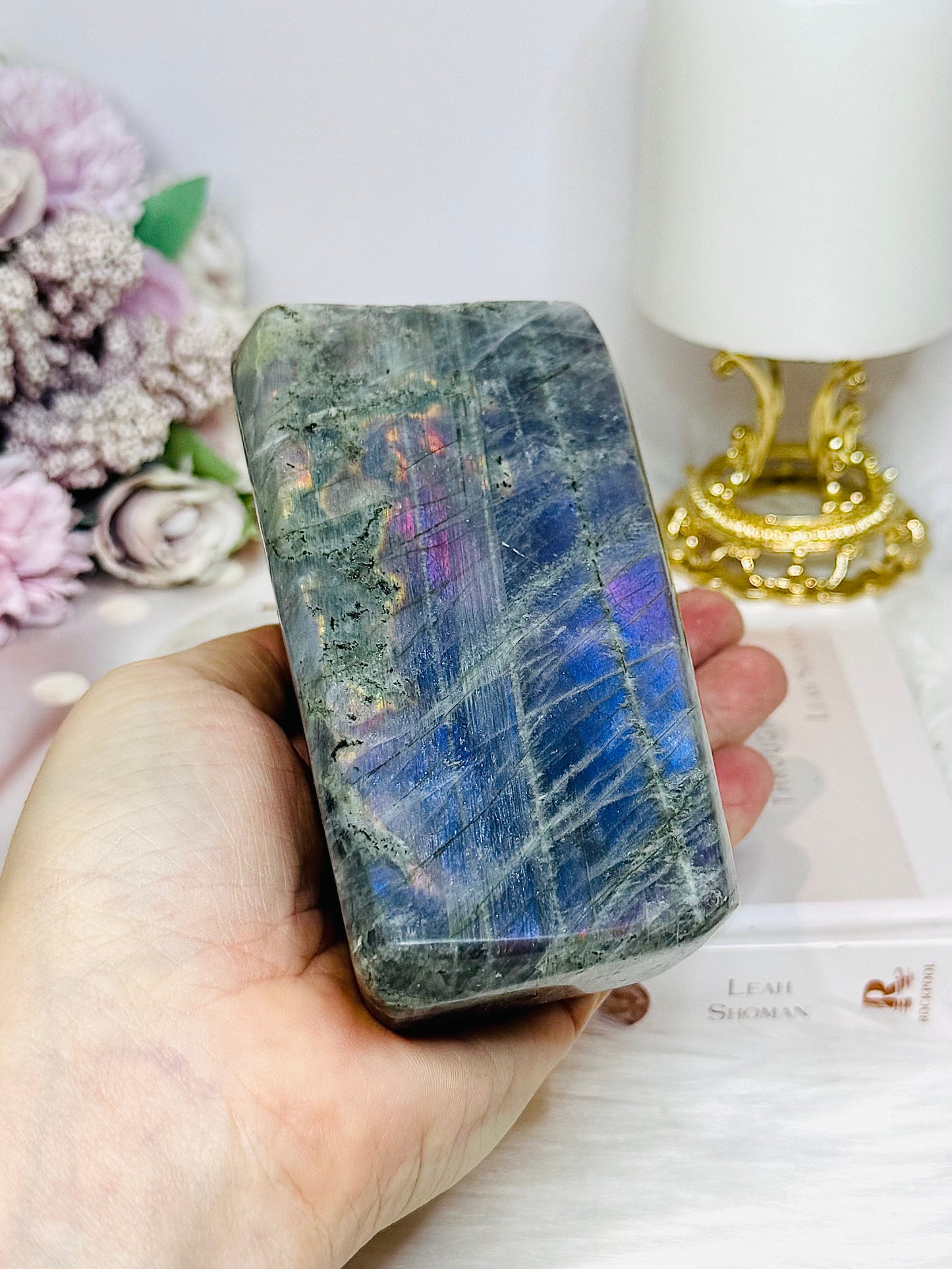 Purple Flash Labradorite Freeform 12cm 835g (flash looks blue in pics but is purple)
