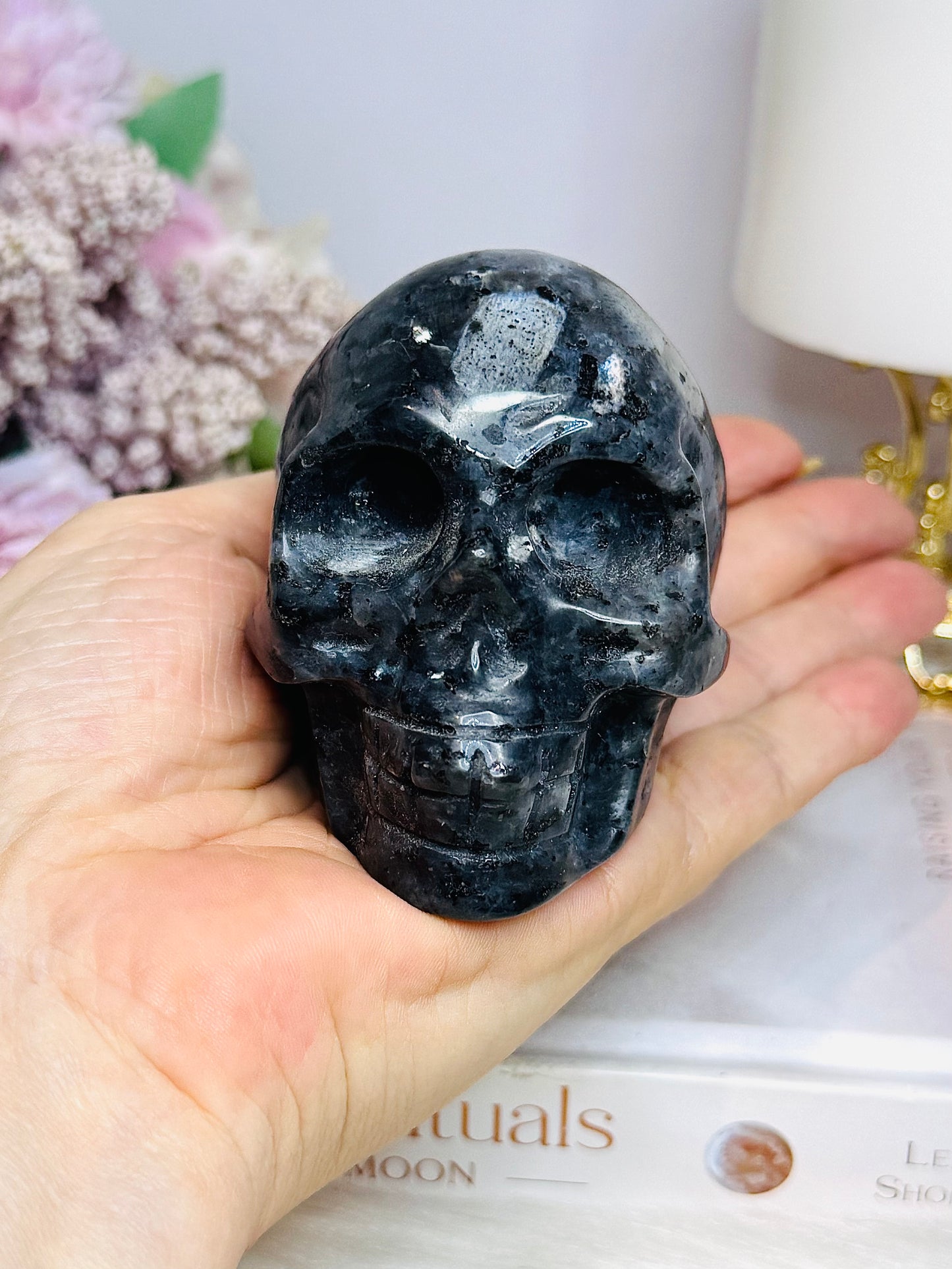 Larvikite Carved Skull 7.5cm 371g