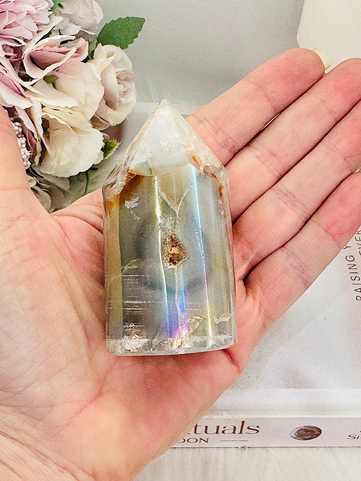 Gorgeous 8cm Angel Aura Druzy Agate Cylinder | Tower