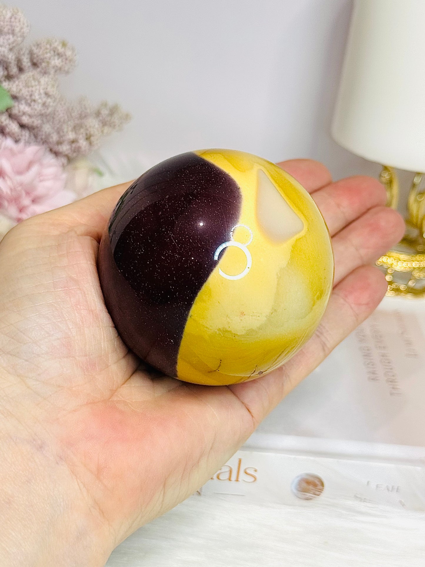 Large Mookaite Jasper Sphere on Stand 392g
