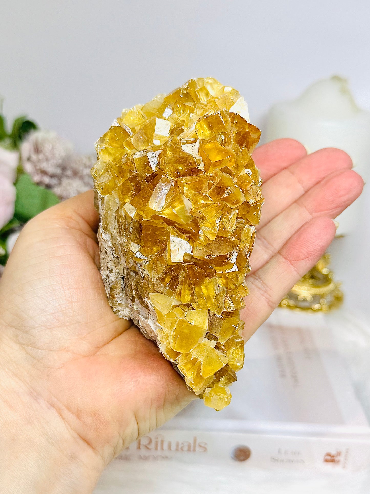 Cubed Yellow Calcite Specimen 12.5cm 351g