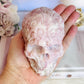 Incredible Large Perfectly Carved Pink Opal Patterned Skull 10cm 772grams